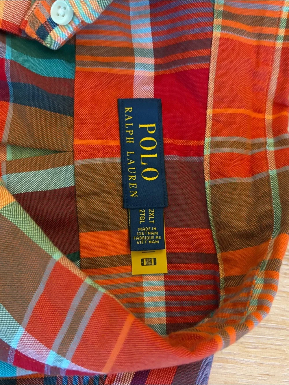 Ralph Lauren Men’s Orange Multi-Color Plaid Button-Up Shirt